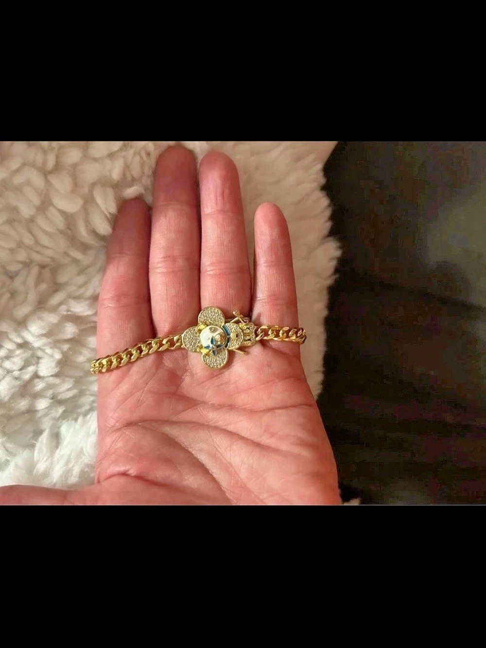 Dog Crystal Charm Bracelet in Gold